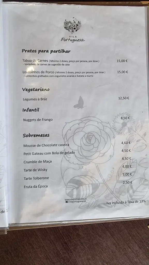 Menu_Vila Portuguesa_Vila Velha de Ródão_immagine_1
