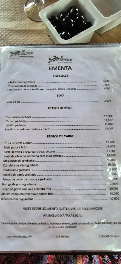 Menu_O Artur_Torre de Moncorvo_imagen_1