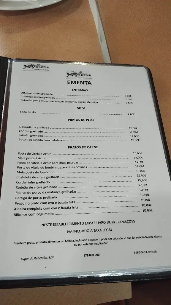 Menu_O Artur_Torre de Moncorvo_imagen_3