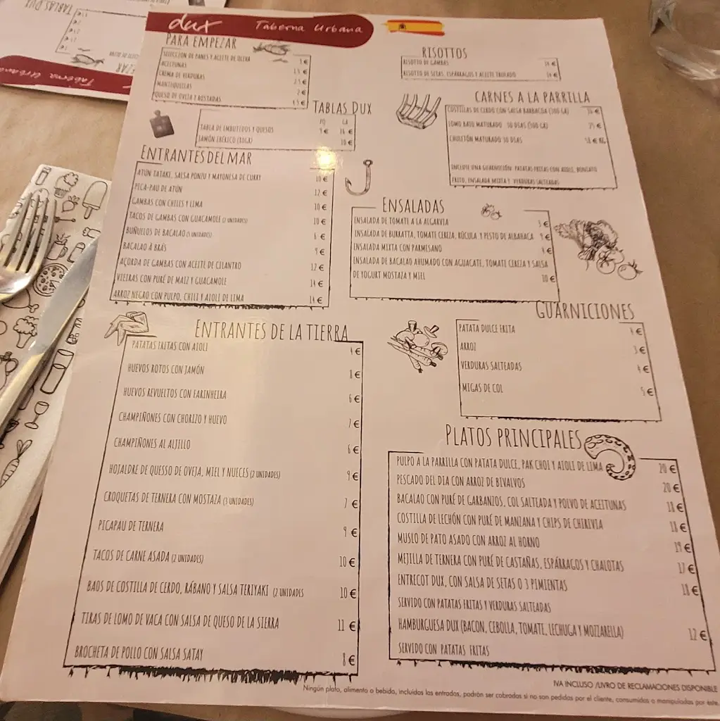 Menu_Dux Taberna Urbana_Coimbra_immagine_1