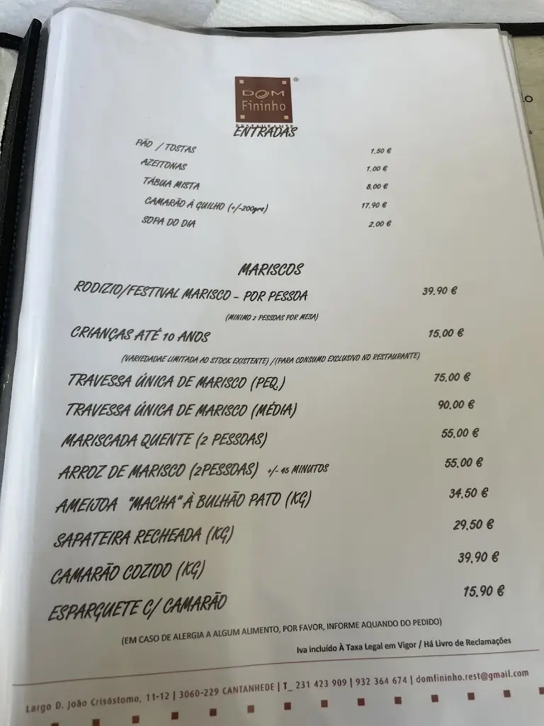 Menu_Dom Fininho - Churrasqueira e Marisqueira_Cantanhede_immagine_3