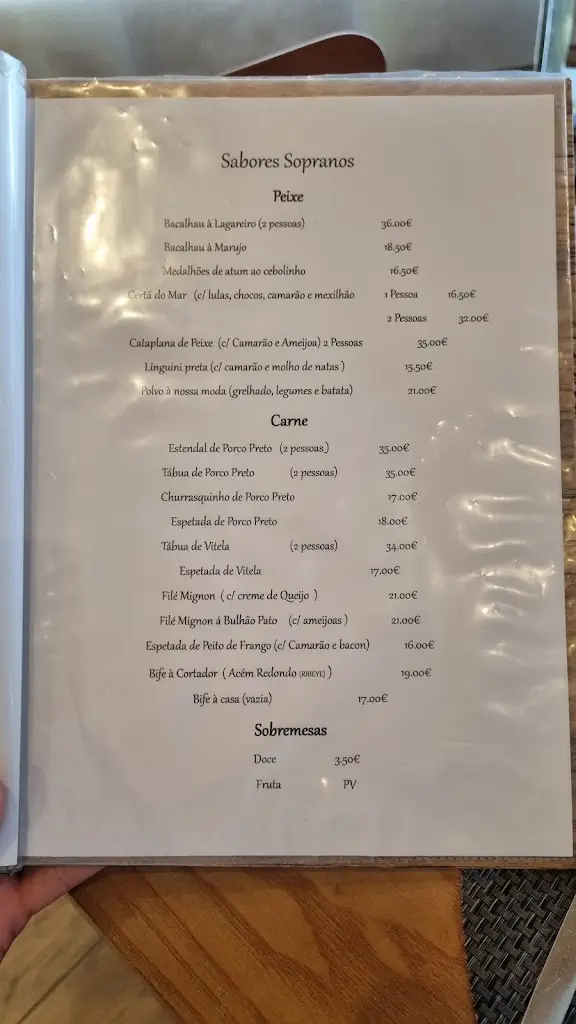 Menu_Sabores Sopranos Terceira_Lajes_immagine_2