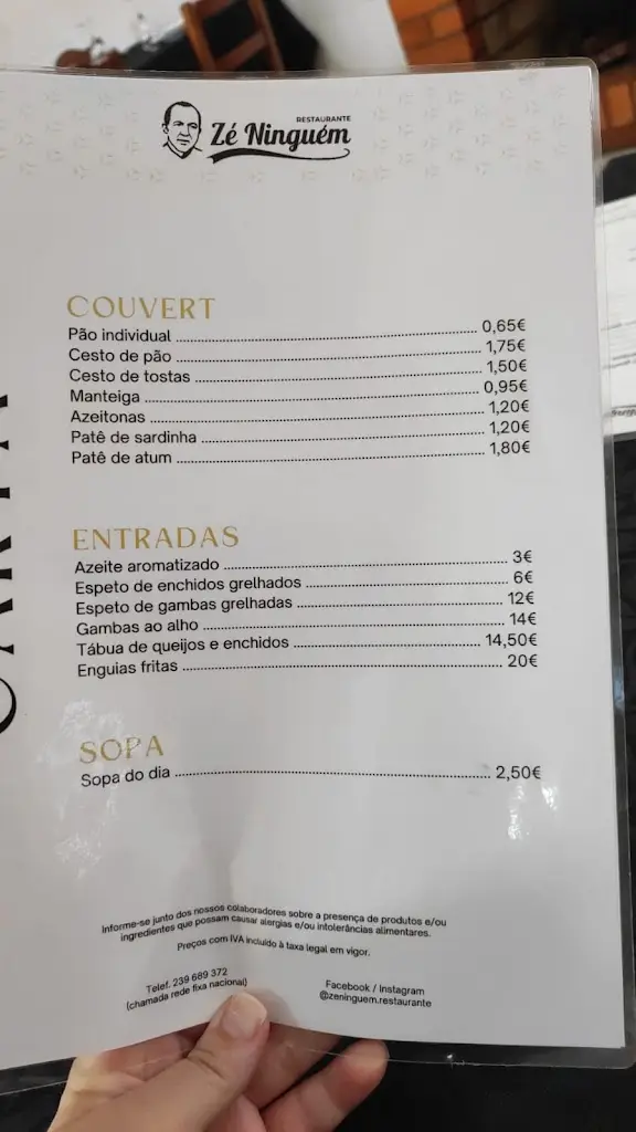 Menü_Zé Ninguém restaurante_Montemor-o-Velho_Bild_2