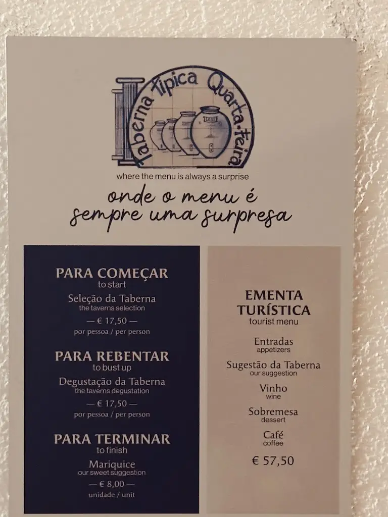Menu_Taberna Típica Quarta-feira_Évora_imagen_1