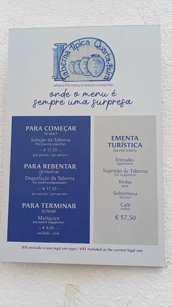 Menu_Taberna Típica Quarta-feira_Évora_imagen_2