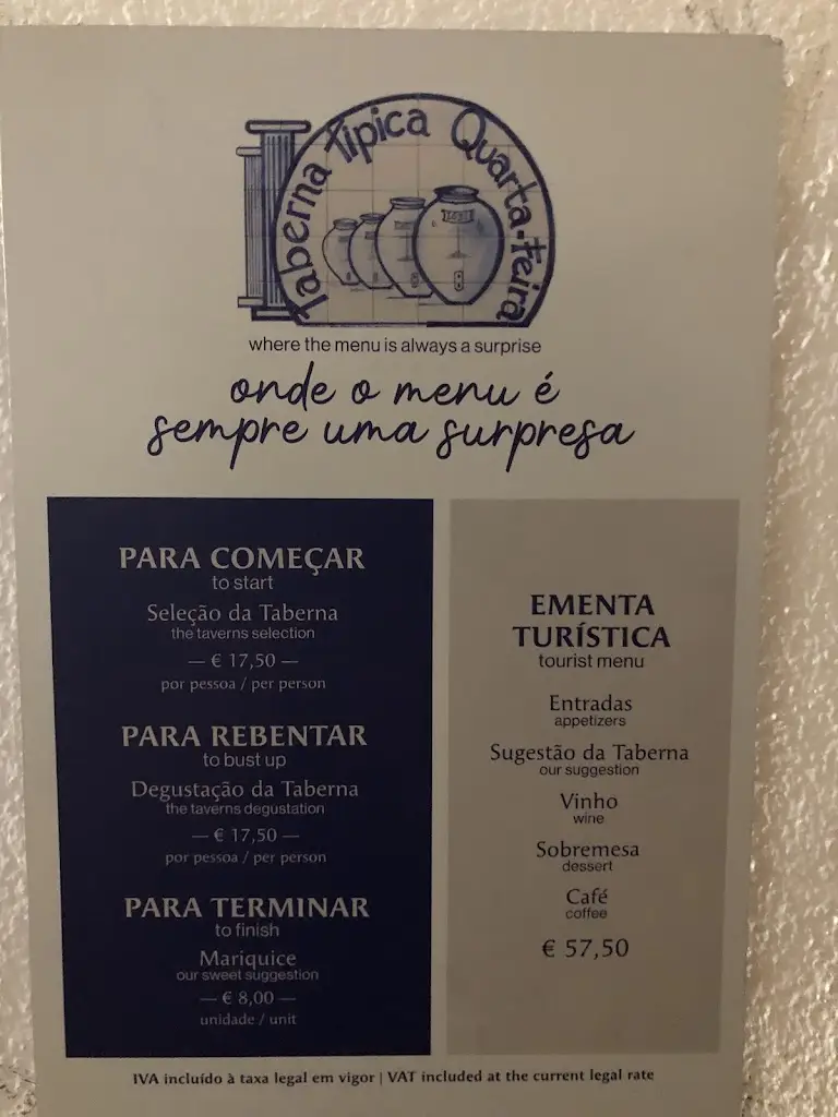Menu_Taberna Típica Quarta-feira_Évora_imagen_3