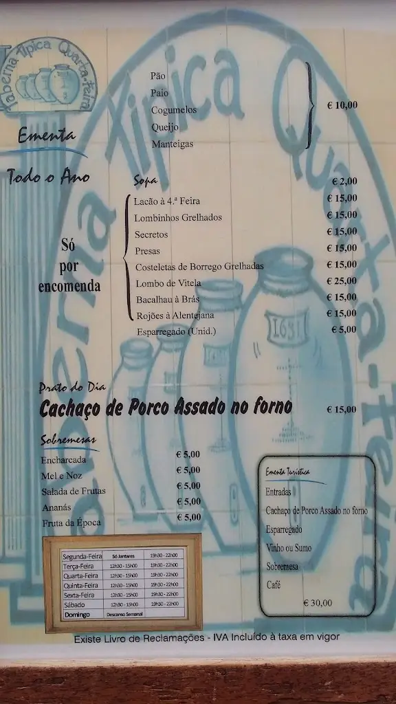 Menu_Taberna Típica Quarta-feira_Évora_imagen_4