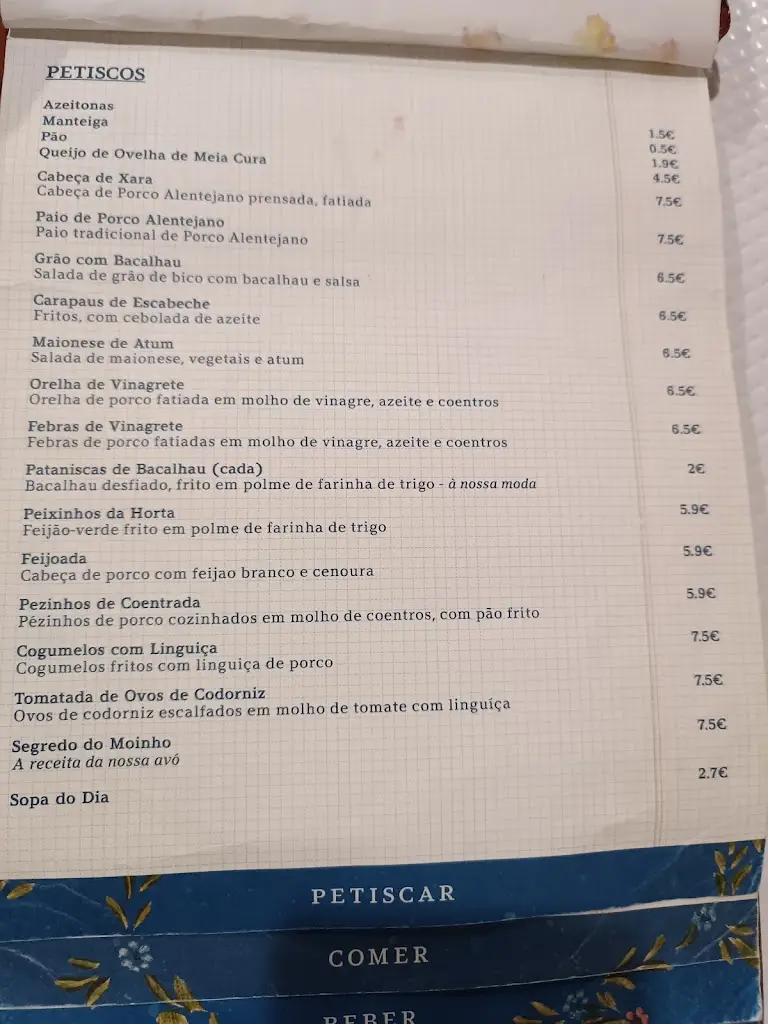 Menu_Restaurante O Moinho do Cu Torto_Évora_immagine_2
