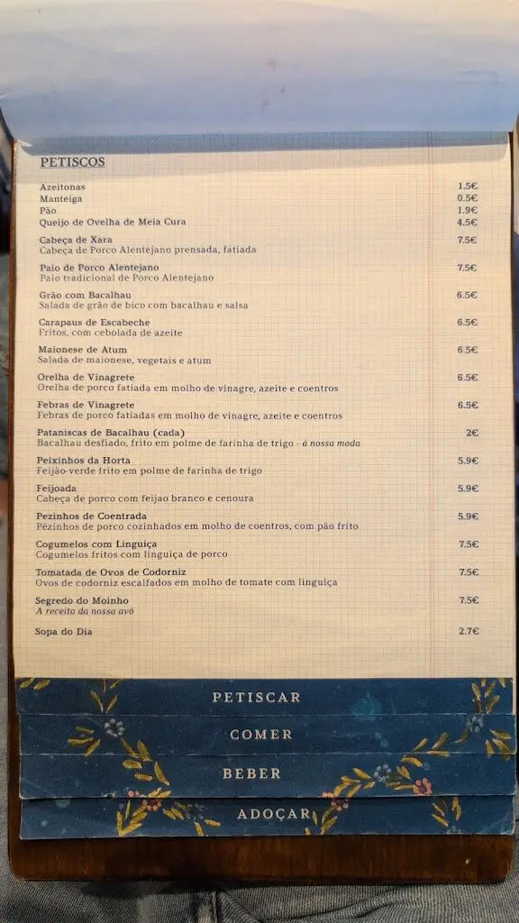 Menu_Restaurante O Moinho do Cu Torto_Évora_immagine_4