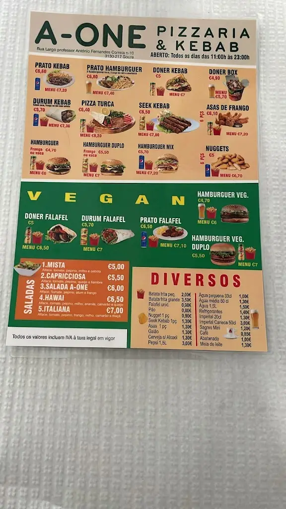Menu_A-ONE PIZZARIA & KEBAB SOURE_Soure_imagen_2