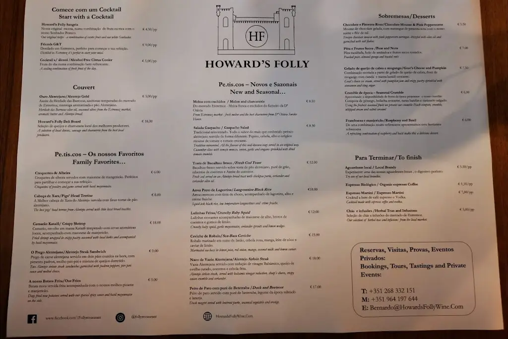 Menu_Howard's Folly_Estremoz_immagine_1