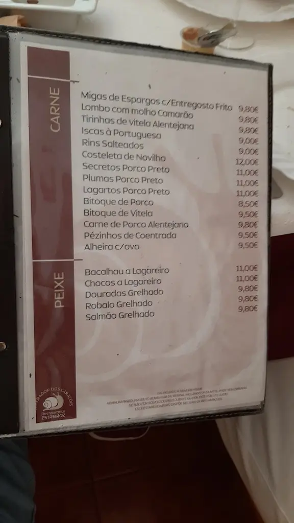 Menu_Imperador dos Caracóis_Estremoz_immagine_2