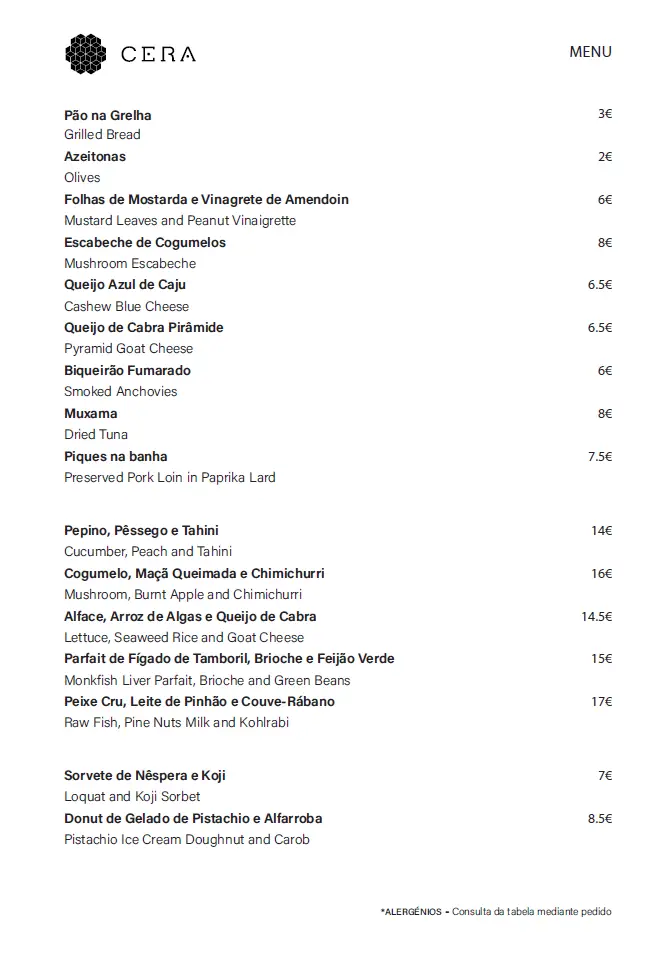 Menu_Cera - Bistro & Bar_Aljezur_immagine_1