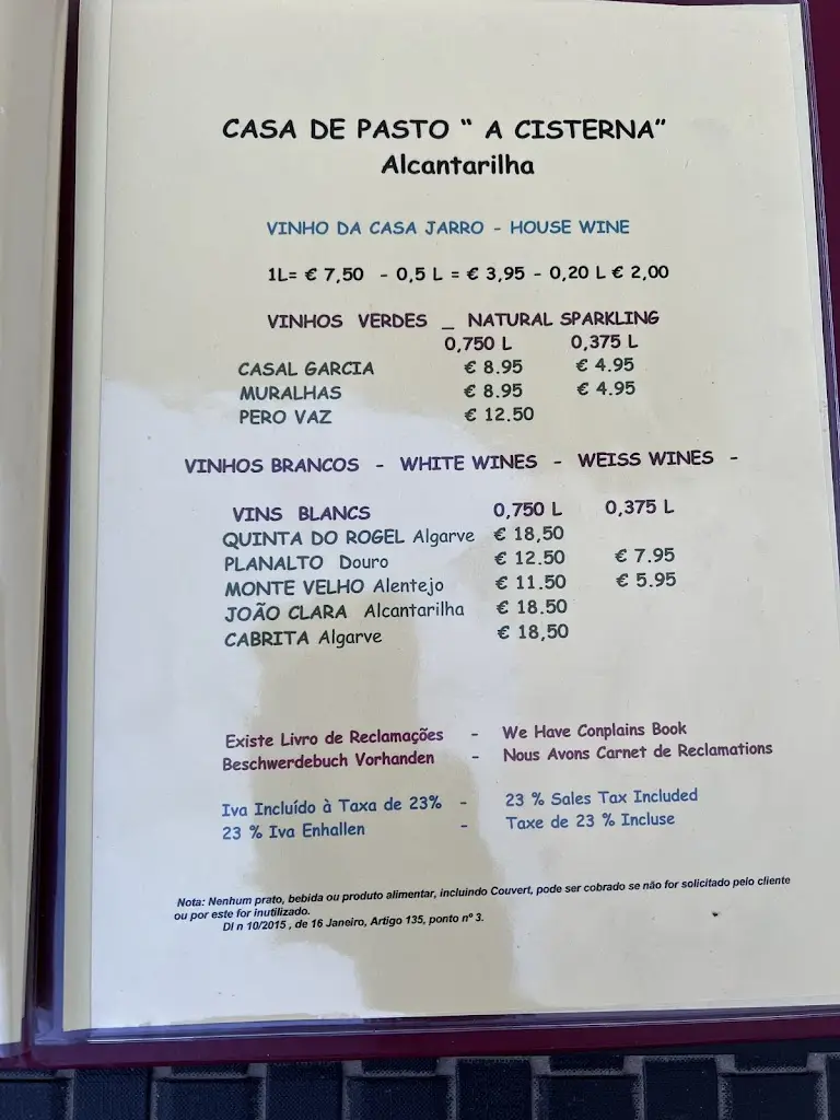 Menü_Casa de Pasto A Cisterna_Alcantarilha_Bild_4