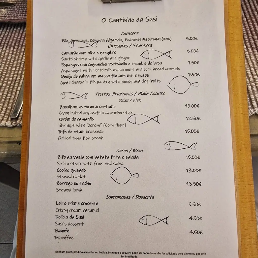 Menu_Restaurante O cantinho da Susi_Alcantarilha_immagine_1