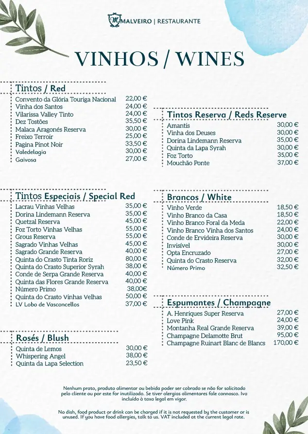 Menu_Restaurante Malveiro_Almancil_immagine_4