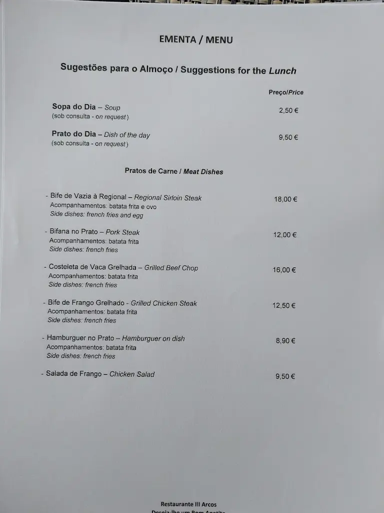 Menu_Restaurante 3 arcos_Mosteiros_immagine_1