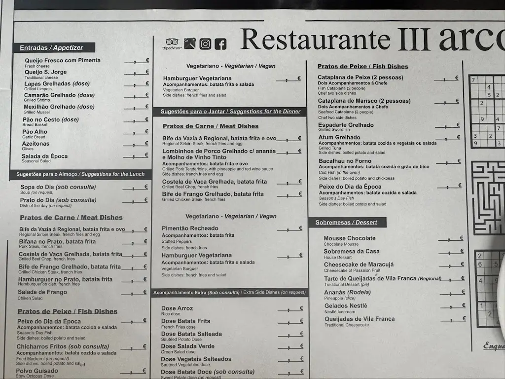 Menu_Restaurante 3 arcos_Mosteiros_immagine_3