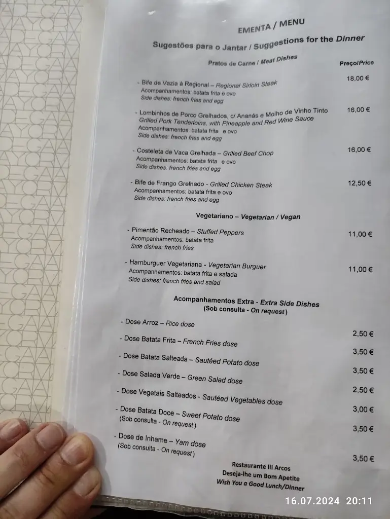 Menu_Restaurante 3 arcos_Mosteiros_immagine_4