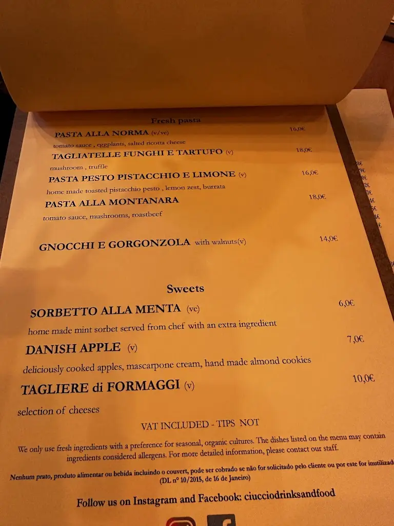 Menu_CIUCCIO - Italian based kitchen & international food._Bensafrim_image_3