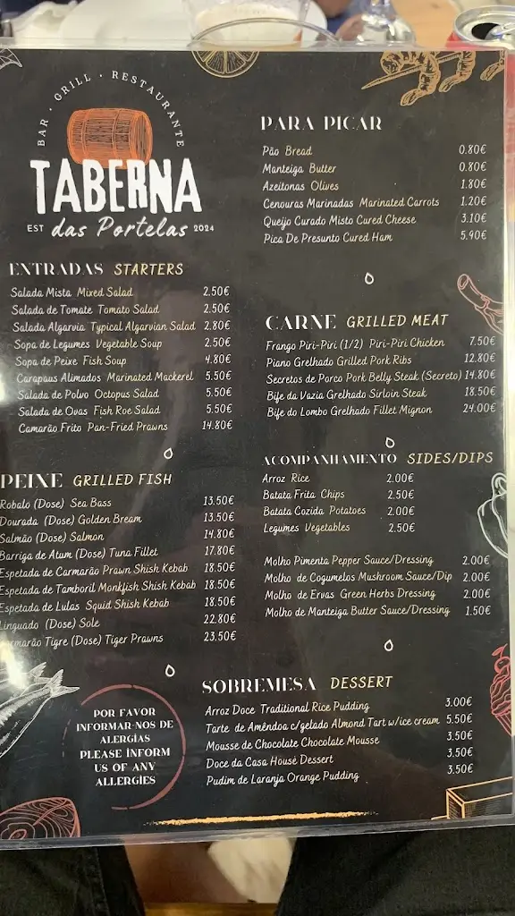 Menu_Restaurante Taberna das Portelas_Bensafrim_immagine_1