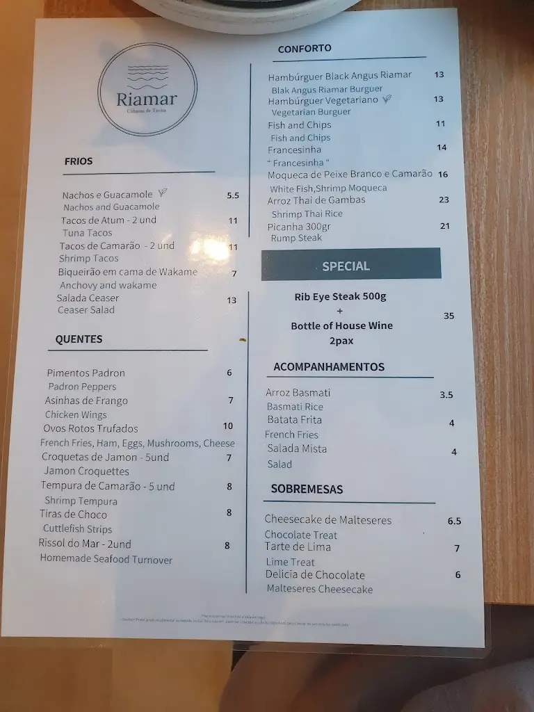 Menu_Restaurante Riamar, cabanas de Tavira_Cabanas de Tavira_imagen_3