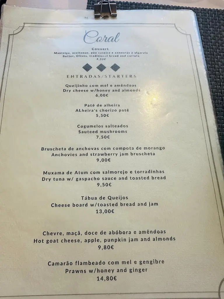 Menu_Restaurante O Coral_Cabanas de Tavira_immagine_2