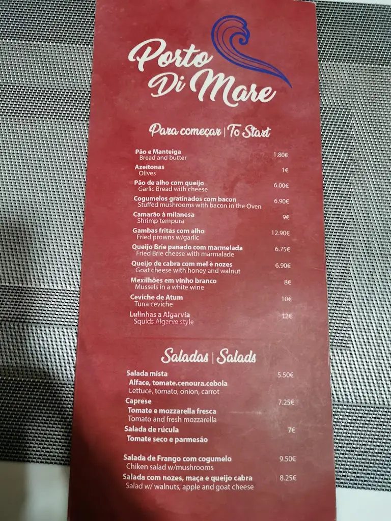 Menü_PORTO DI MARE_Cabanas de Tavira_Bild_1