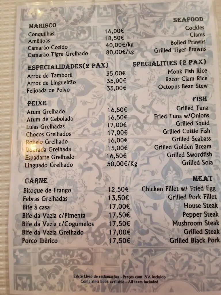 Menu_Restaurante Pedro_Cabanas de Tavira_immagine_2