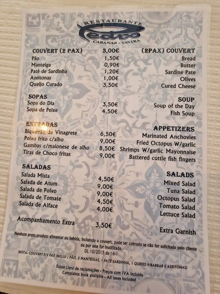 Menu_Restaurante Pedro_Cabanas de Tavira_immagine_4