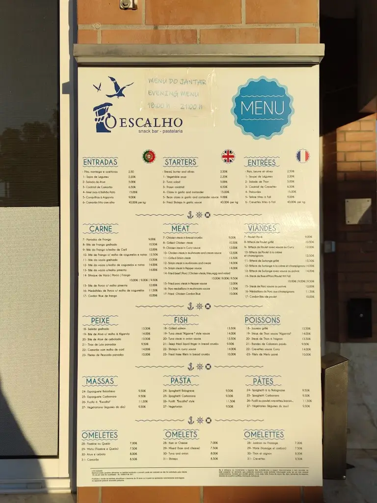 Menu_O Escalho_Cabanas de Tavira_immagine_1