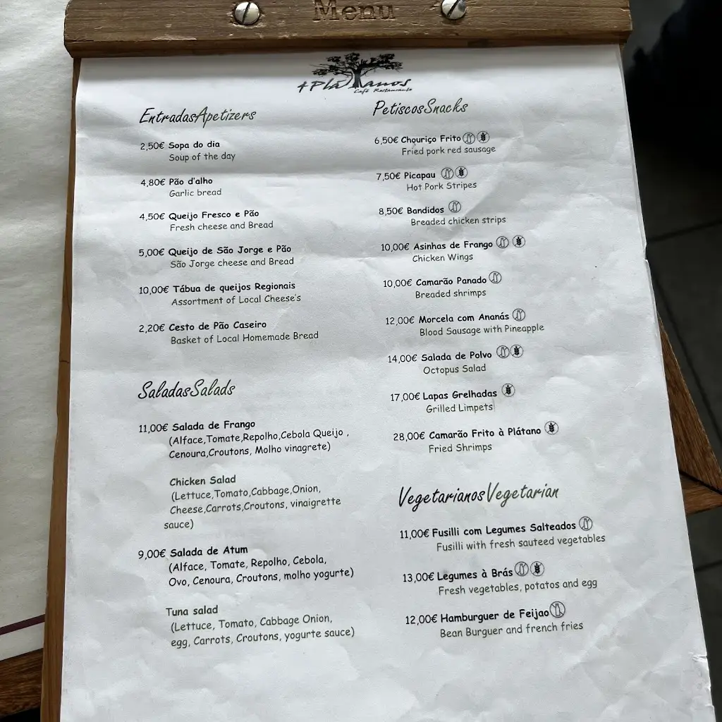 Menu_4 Plátanos Café Restaurante_Mosteiros_image_1