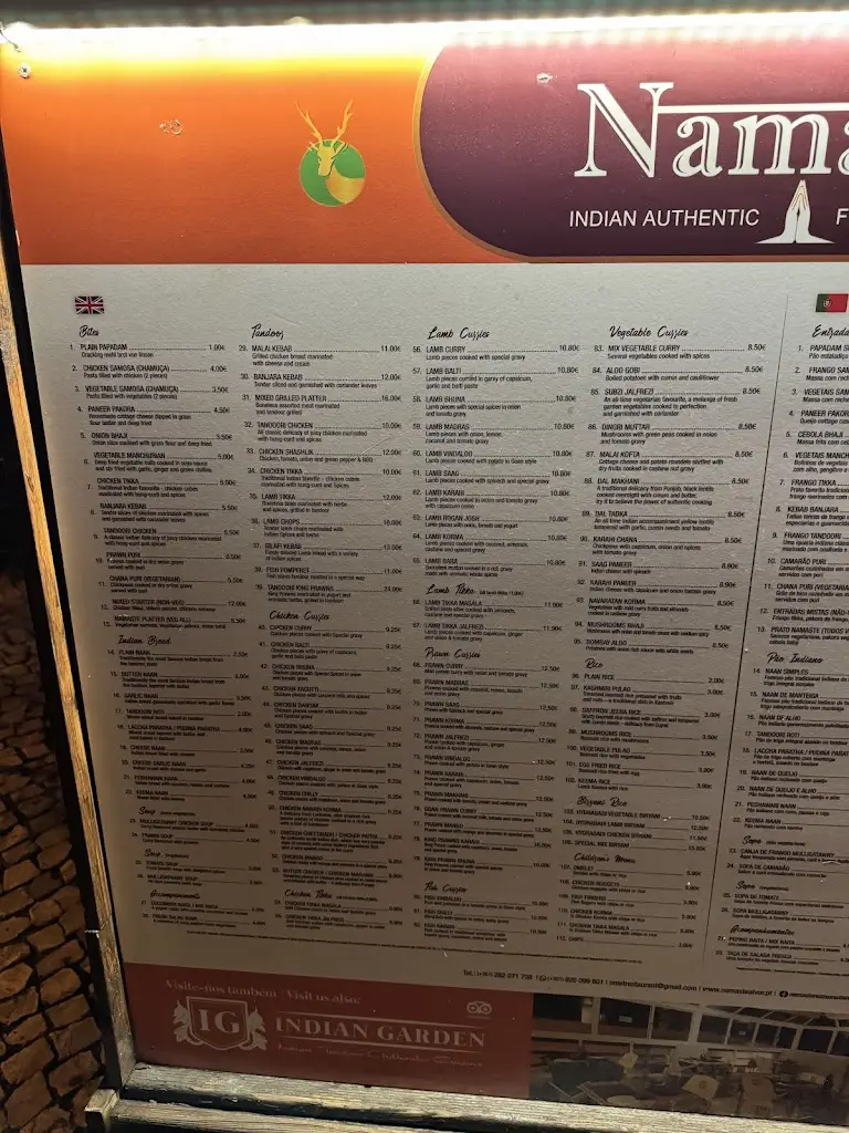Menu_Namaste Restaurant_Alvor_imagen_2