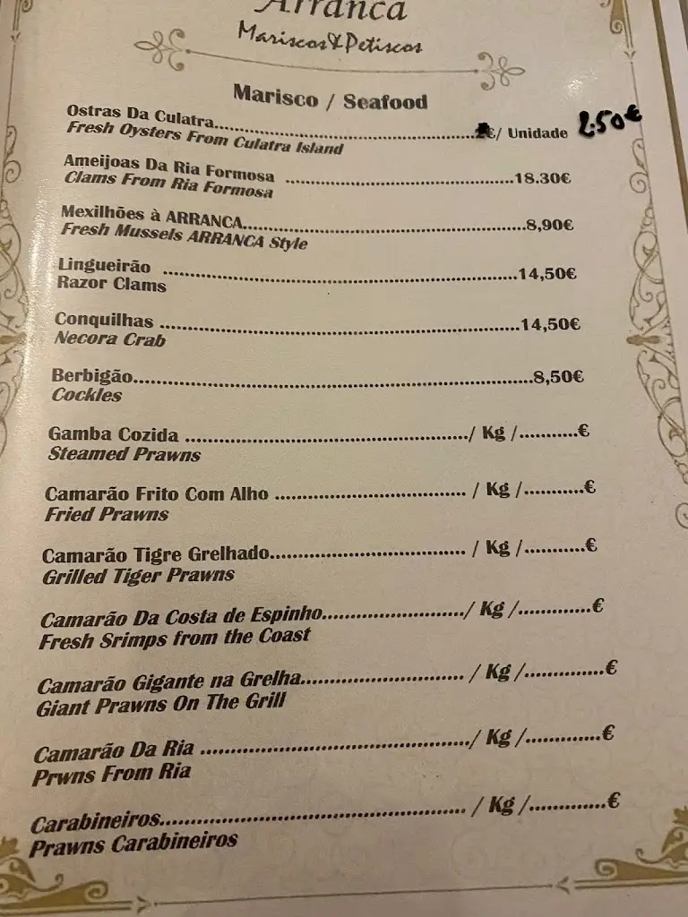Menu_Marisqueira Arranca Mariscos&Petiscos_Santa Bárbara_image_1