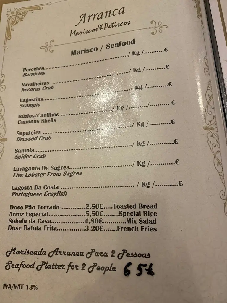 Menu_Marisqueira Arranca Mariscos&Petiscos_Santa Bárbara_image_3