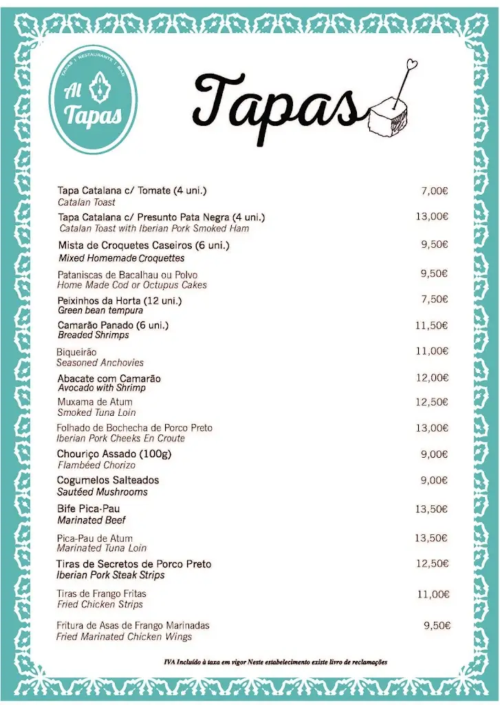 Menu_Al Tapas_Alvor_immagine_1