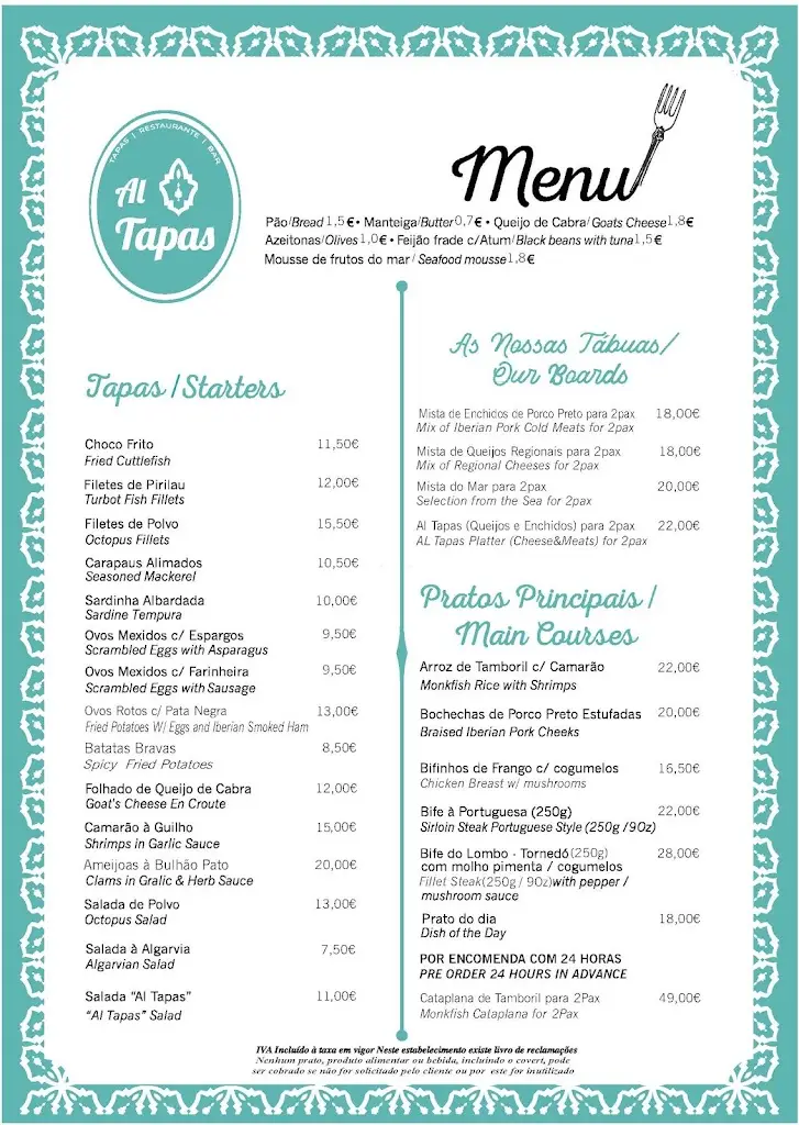 Menu_Al Tapas_Alvor_immagine_3