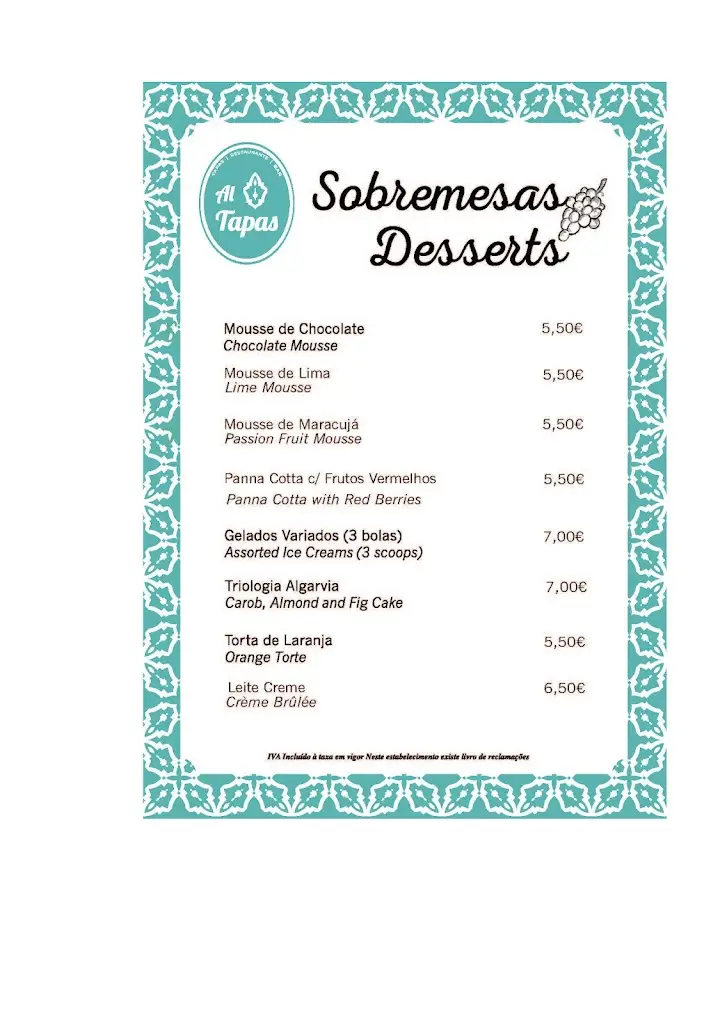 Menu_Al Tapas_Alvor_immagine_4