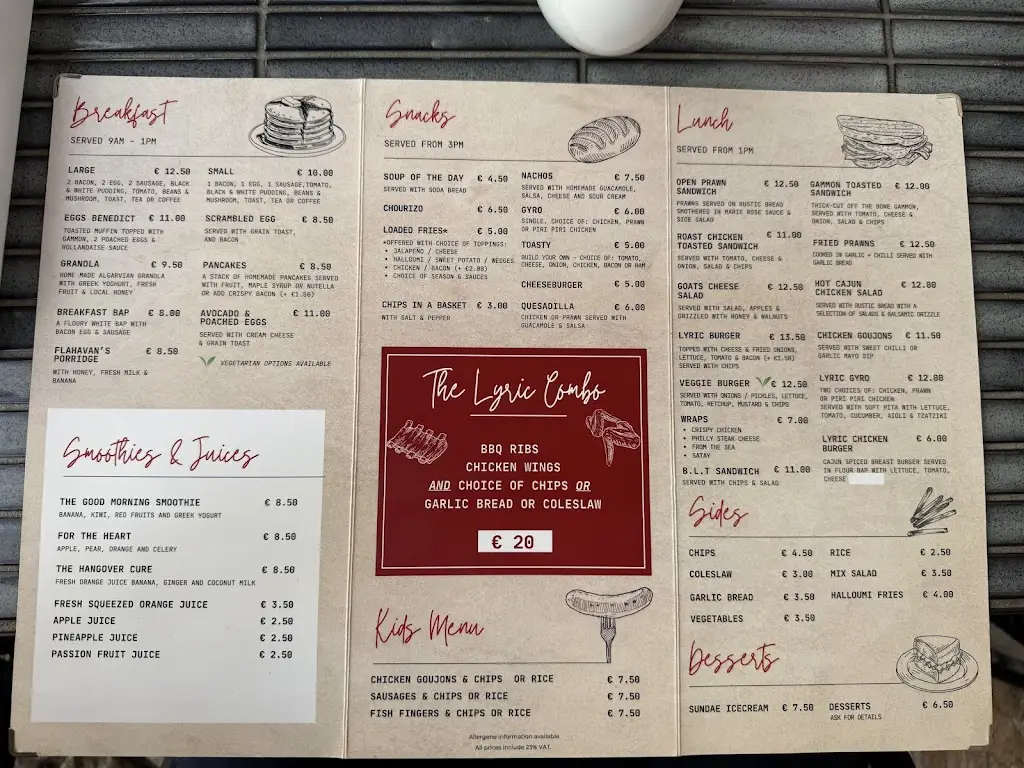 Menu_Restaurante The Lyric_Alvor_immagine_1