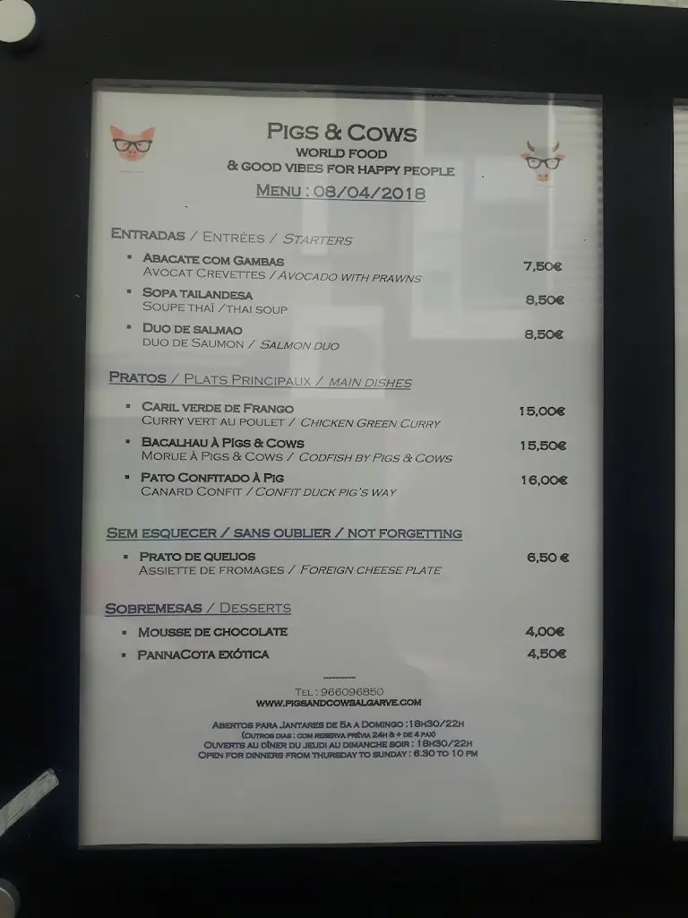 Menu_Restaurante Pigs and Cows_Faro_imagen_3