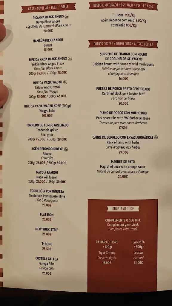 Menu_Faaron steakhouse_Faro_imagen_1