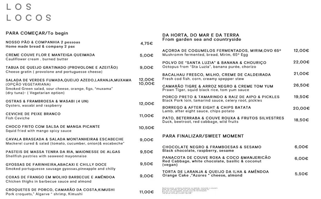 Menu_Los Locos restaurante_Faro_immagine_1
