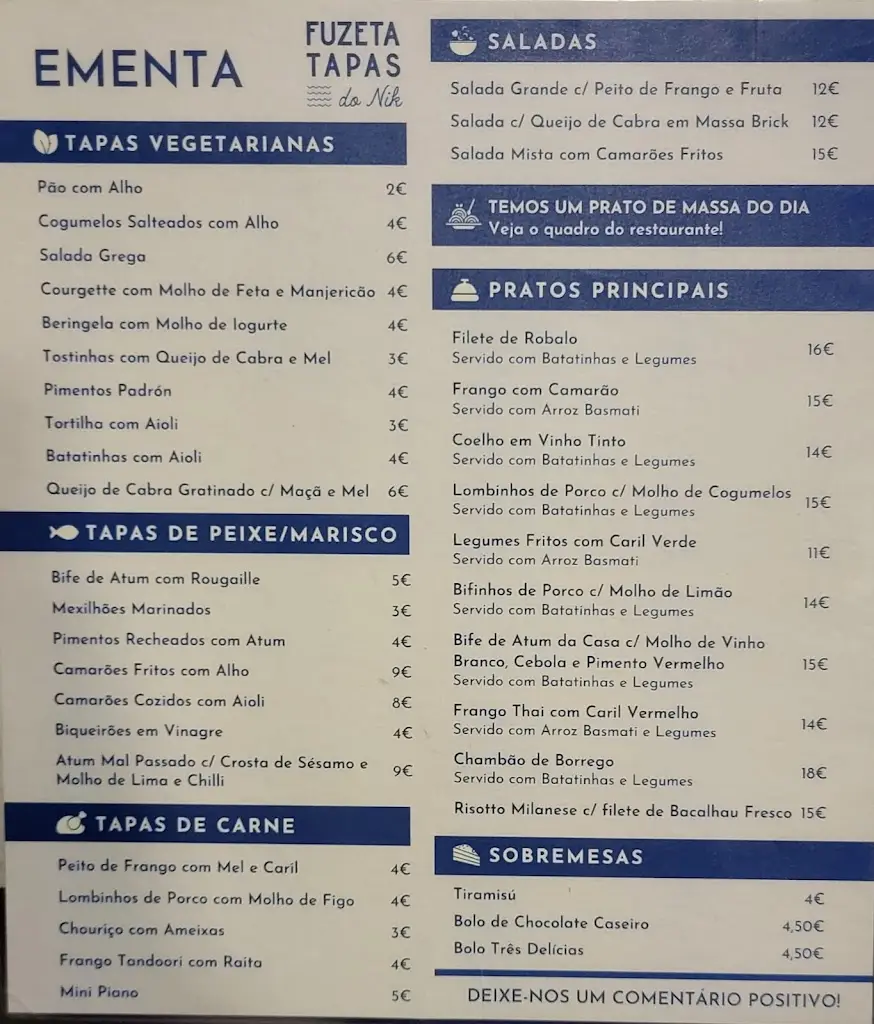 Menu_Restaurante Fuzeta Tapas do Nik_Fuzeta_immagine_1