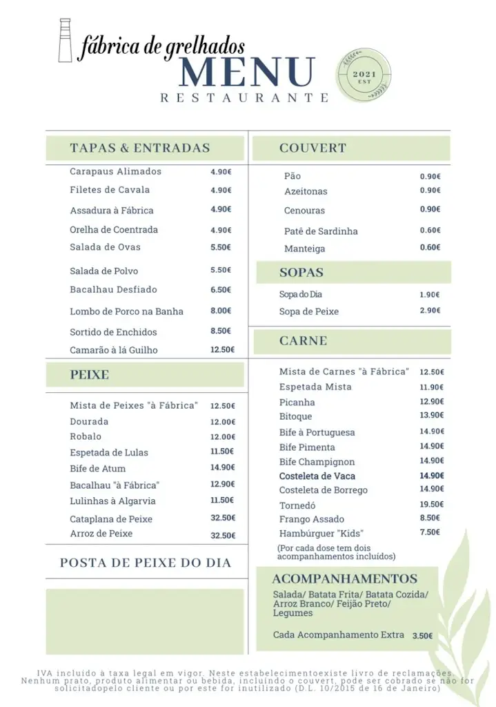 Menu_Fábrica de Grelhados_Parchal_immagine_1