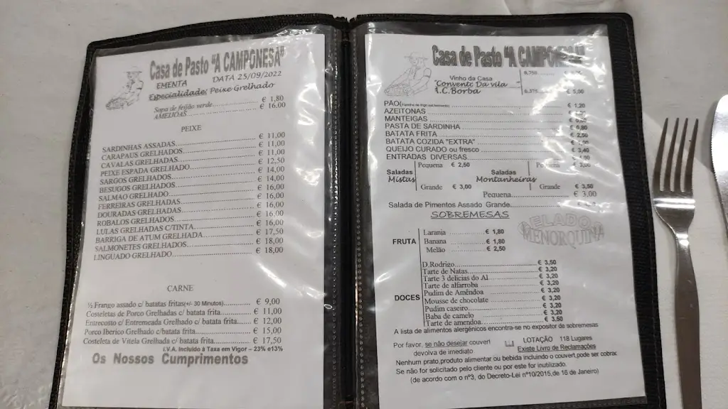 Menu_Restaurante A Camponesa_Vila Nova De Cacela_imagen_4