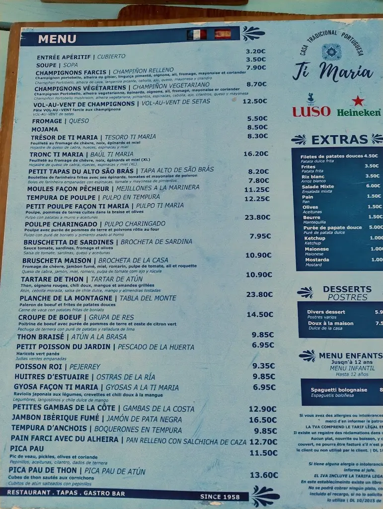 Menu_Restaurante Ti Maria Tapas & Garrafeira, Tavira_Tavira_immagine_4
