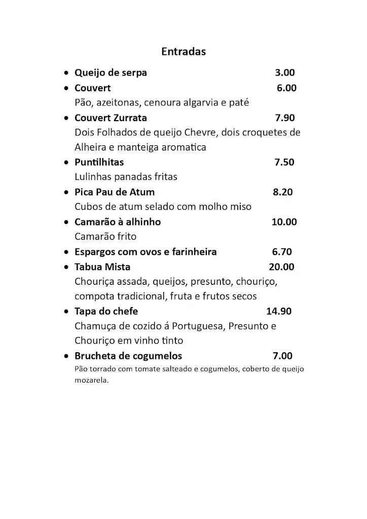 Menu_Zurrata Restaurante_Santa Luzia_immagine_1