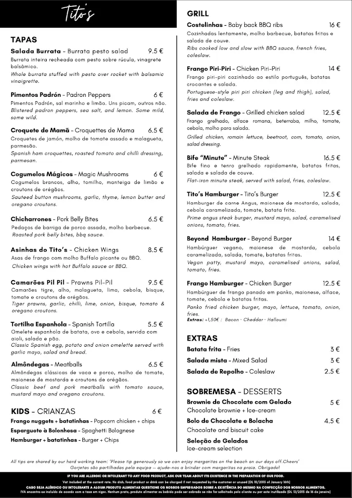 Menu_Restaurante Tito's Luz_Senhora da Luz_immagine_1