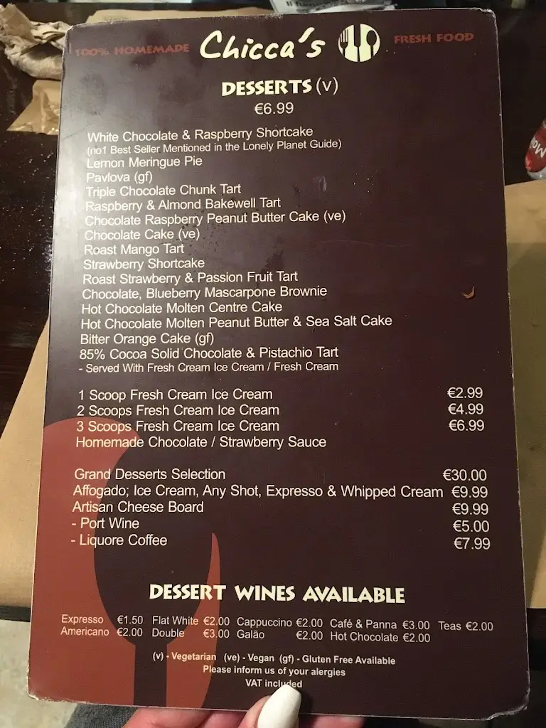 Menu_Chiccas Restaurant_Senhora da Luz_image_1