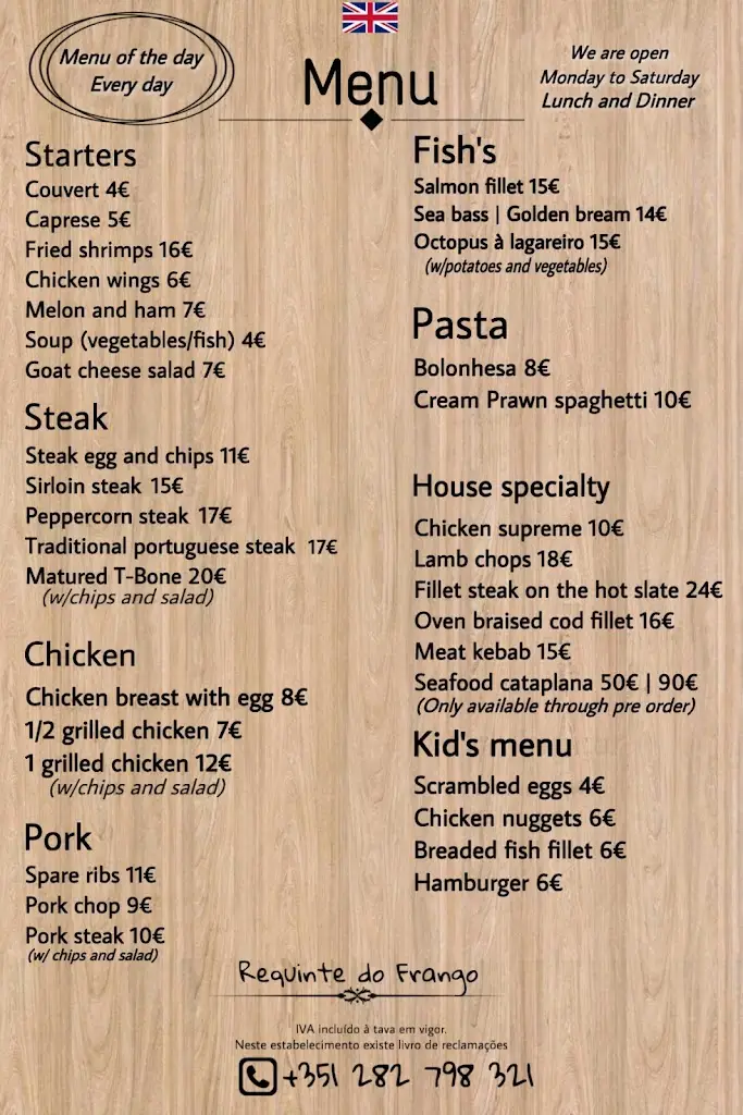 Menü_Urban restaurant_Senhora da Luz_Bild_1